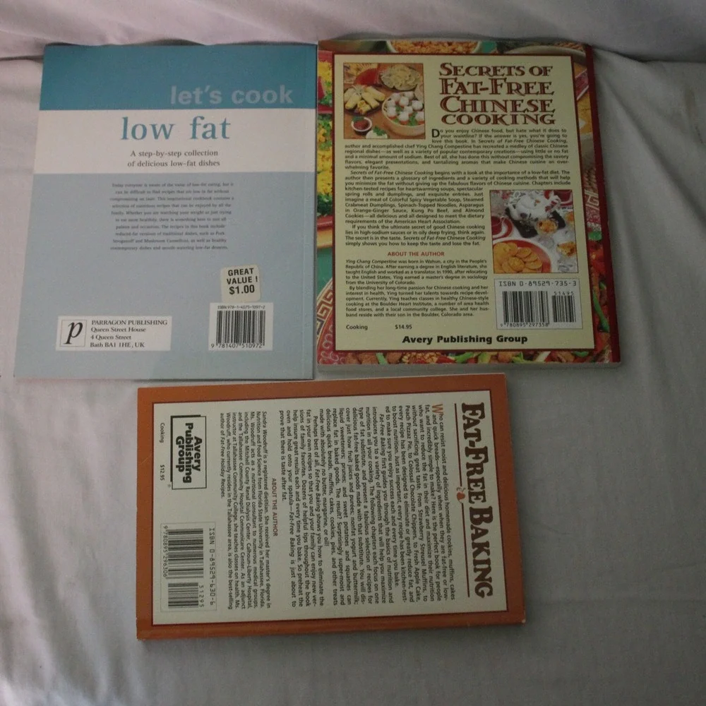 Fat Free Cooking Baking Cookbooks Chinese‎ Low Fat Recipes Lot of 3